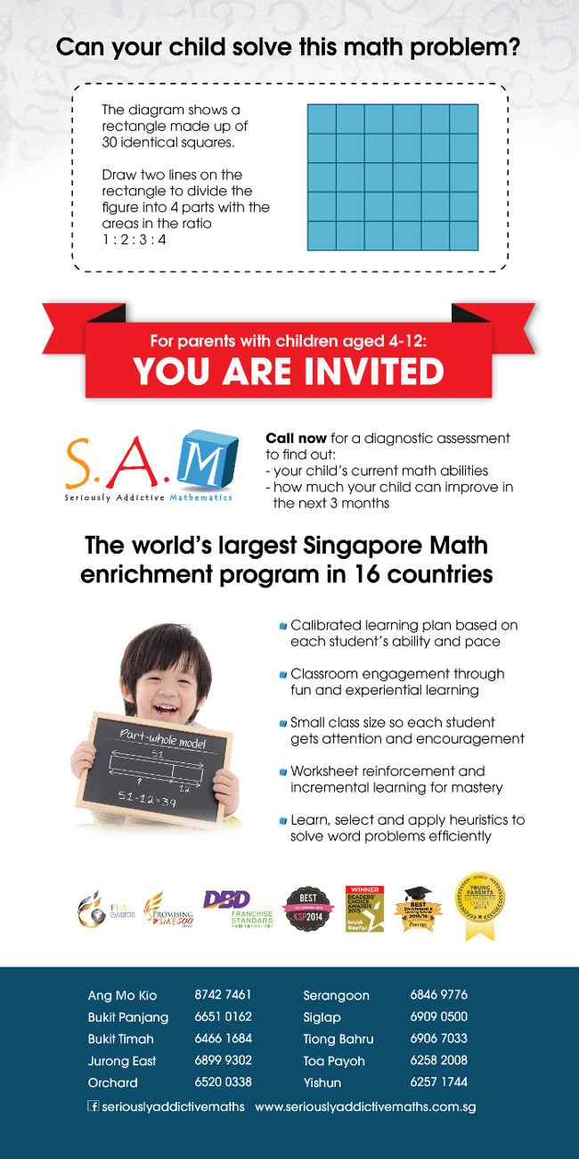 Can your childsolve this math problem? For parents with children aged 4-12: You are invited. Call now for a diagnostic assessment to find out: your child's current math abilities and how much your child can improve in the next 3 months. 